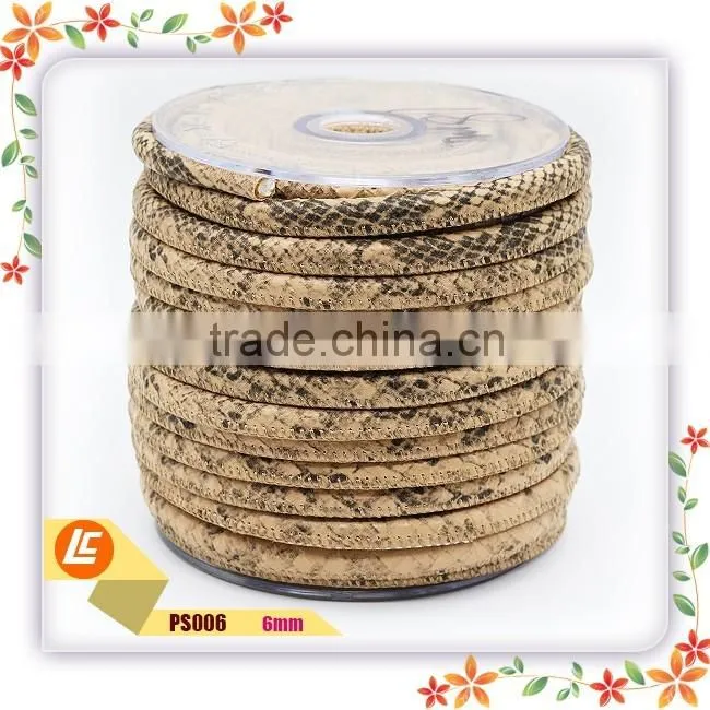 2016 Luxury Gray Natural Stitching Python Leather Cord 6mm