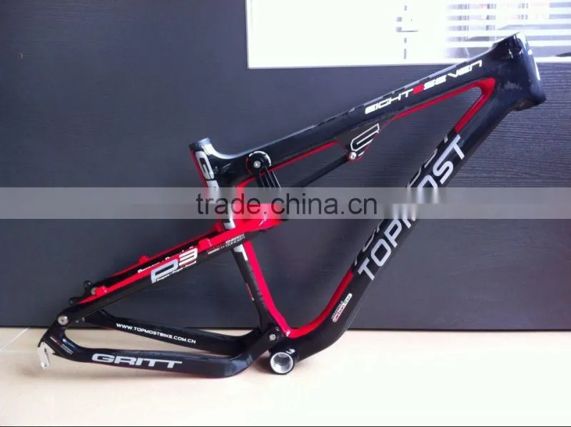 Newest Fashionable style MTB frame full suspension carbon mountain bike frame,UD glossy with logo TOPMOST on frame