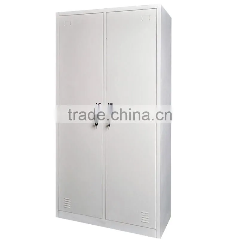 Modern Steel Bedroom Furniture Metal Cloth Storage 2 Door Wardrobe