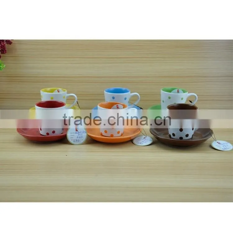 3oz colored coffee cup ceramic tea cup and saucer from china