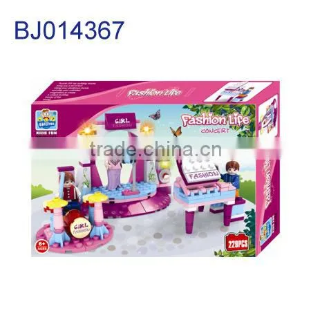 Education plastic diy toy funny kids 3D yellow school bus model