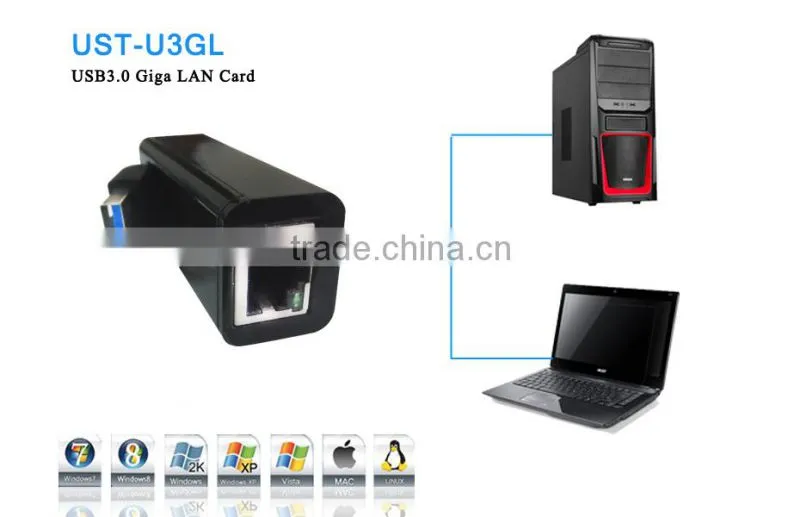 Hot Plug USB3.0 Giga lan card without driver