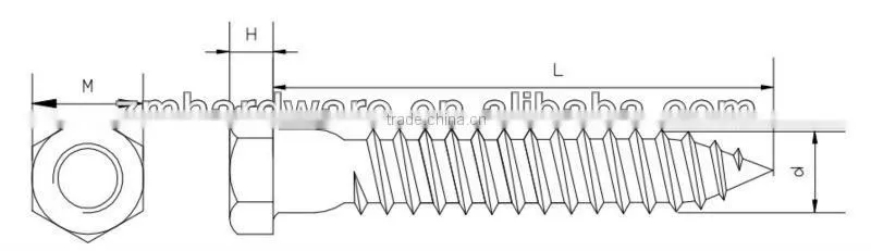 Hex head stainless steel wood screw