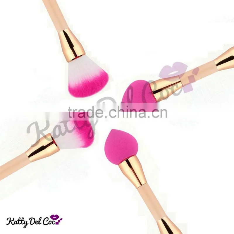 high quality custom logo makeup brushes cute pink double side use