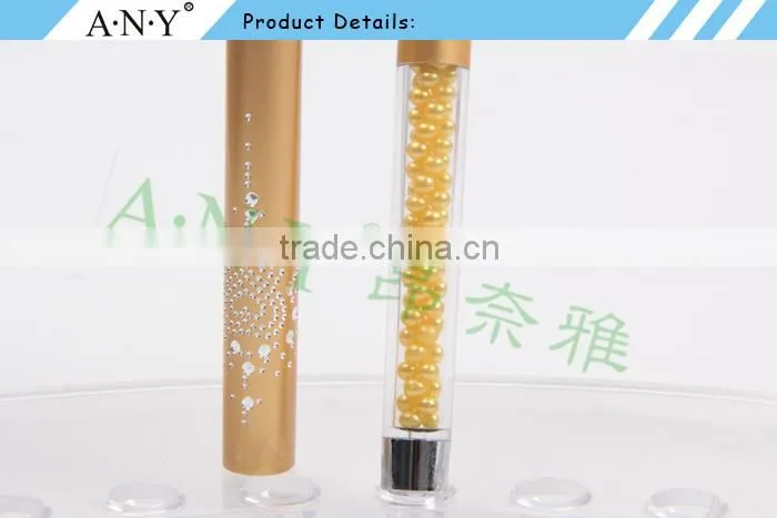 ANY Nail Art Design Care Nylon Hair French Manicure Nail Brush Gold Handle