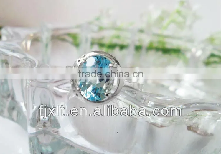 Latest Romantic 925 Sterling Silver Blue Topaz Jewelry Engagement Ring