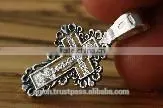 Silver 925 Cross Pendant. Burnished Silver. Jerusalem Jewelry.