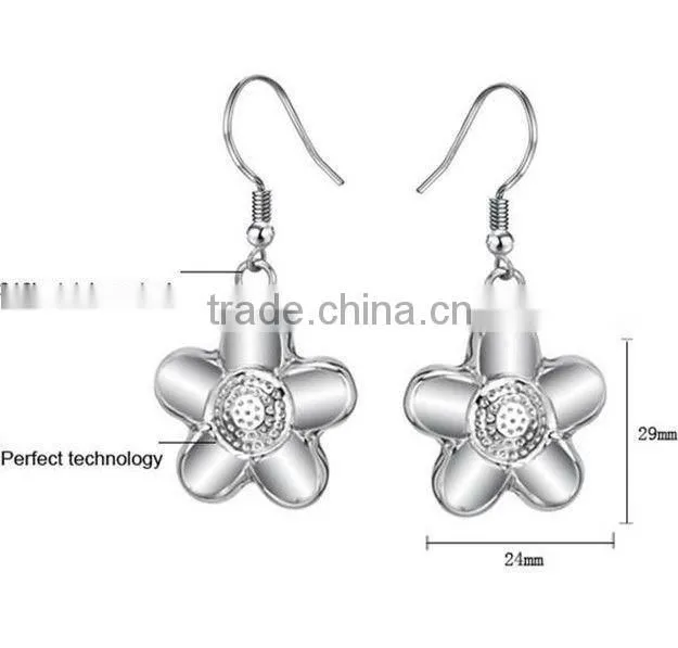 Flower style stainless steel jewelry set for woman fashion square pendant earring ring necklace set