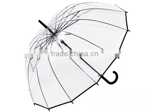 23" 14k Straight Transparent POE Rain Umbrella