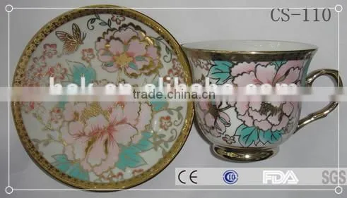 Promotional ceramic wholesale colorful cup and saucer