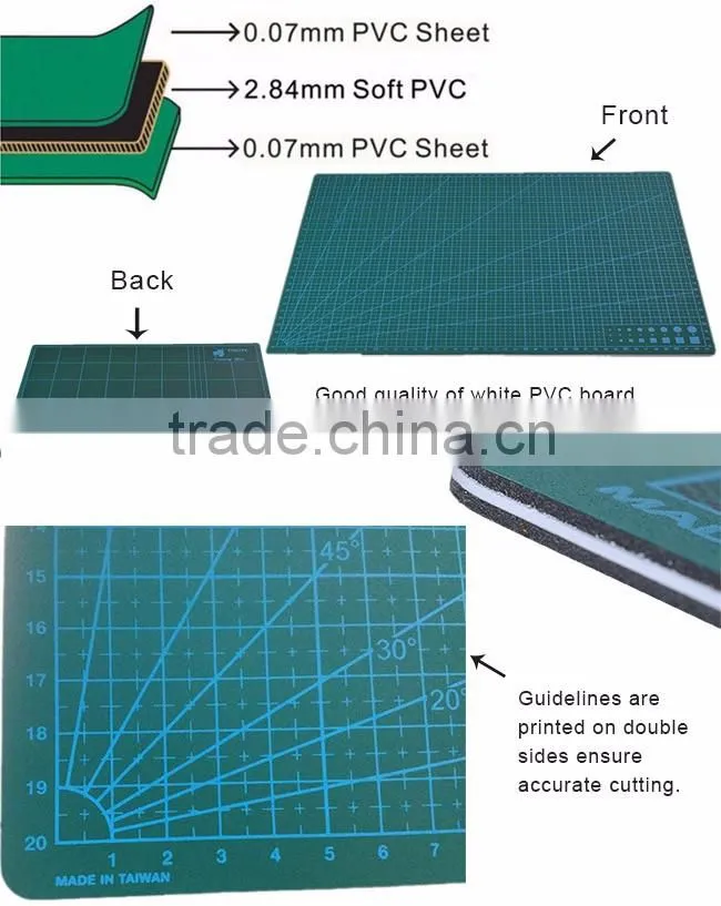 C Level Professional Quality 3-Layer A3 Cutting Mat, A3 Non Slip Printed Grid Lines Self Healing Cutting Mat