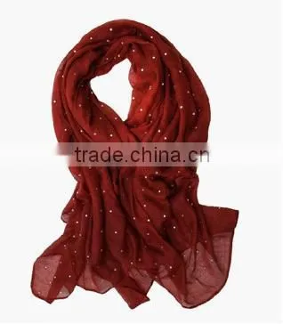 Polyester Solid Scarf with Crystals