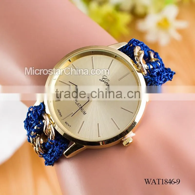 DIY hand made woven chain woomen watch bracelet