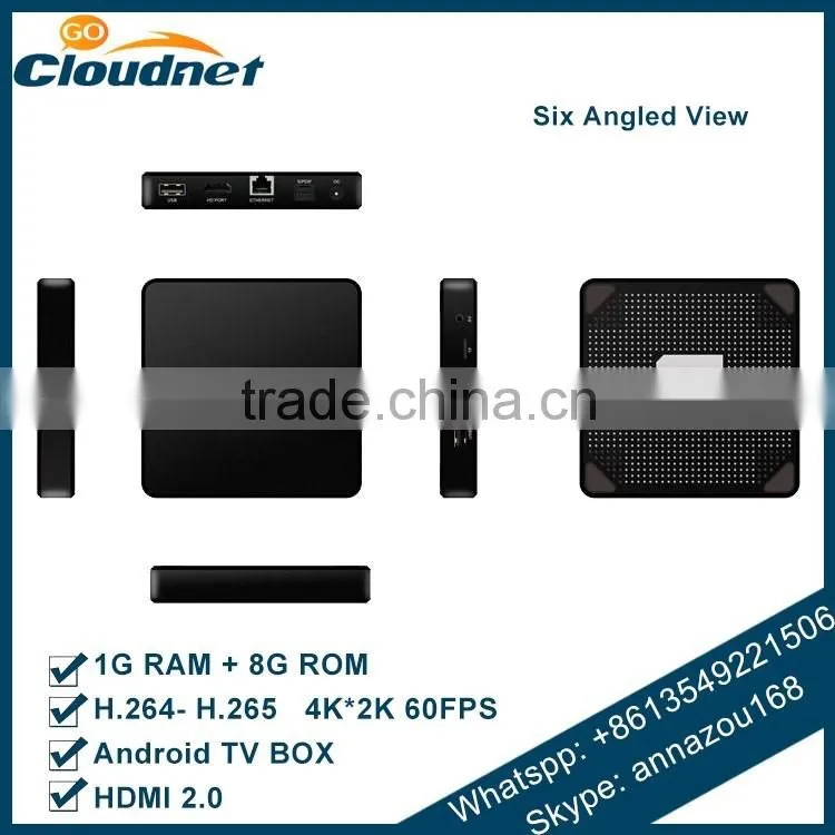 Hot Cloudnetgo CM905 4K S905 smart tv box quad core Android 5.1 Smart TV Lollipop live xbmc / Kodi streaming tv box OEM accepted
