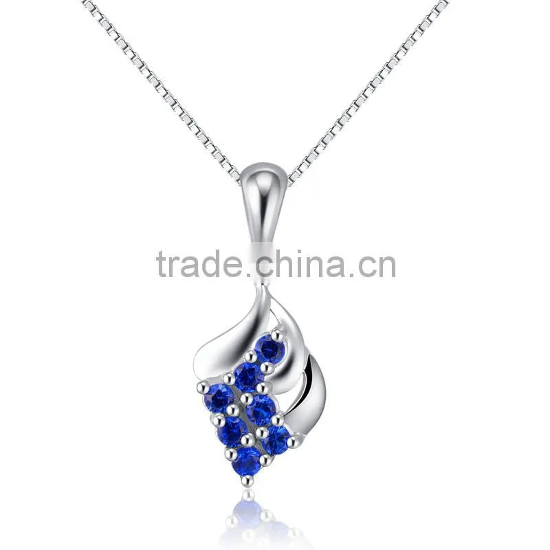 Silver Costume Jewelry Blue Zircon Pure 925 Sterling Silver