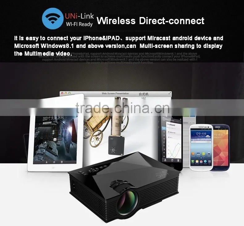 UC46 Mini LED LCD Projector Design by Portabel/ Simple for Game Use Wireless mini LED Projector