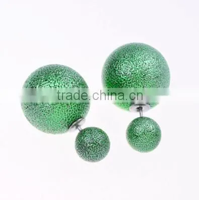 200pairs New arrival candy color earrings fashion double pearl earings jewelry pendientes trendy stud earrings E070314
