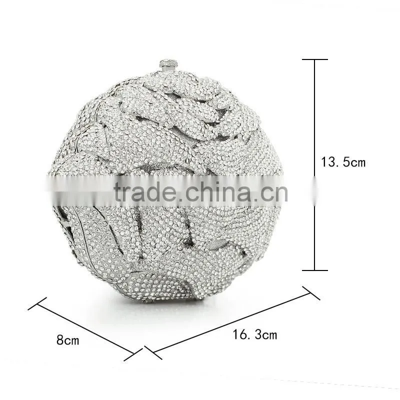 3D flower hard shell crystal and crystal bags and clutches (8746A-S)