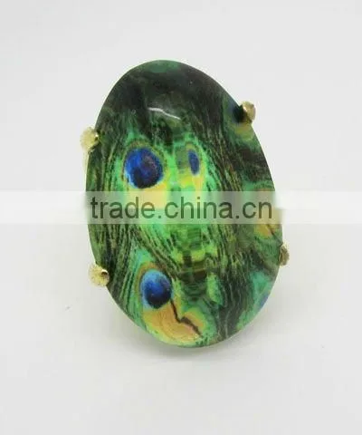 2013 hot peacock design ring,Green peacock ring,Fashion ladies ring