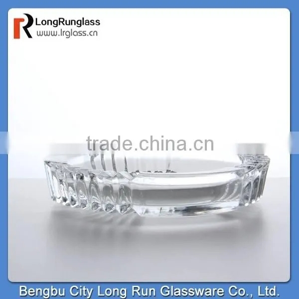 LongRun 2015 top selling 802g european style round carved transparent glass ashtray alibaba china factroy supply