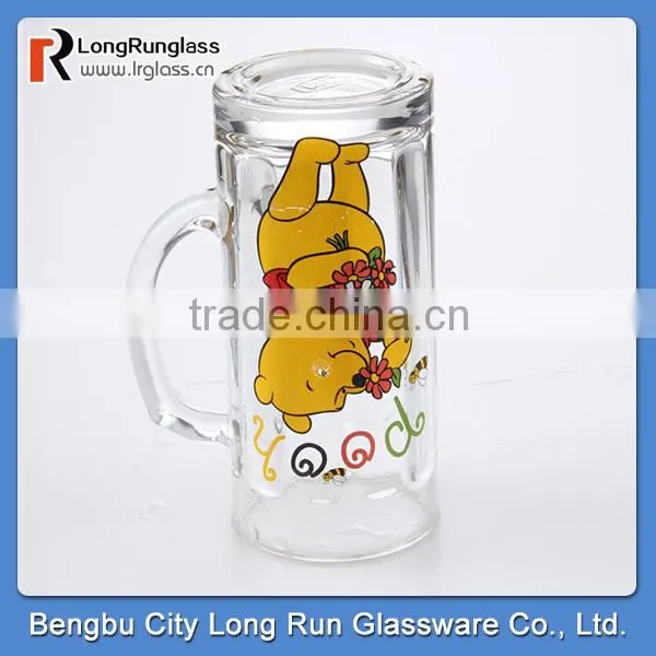 LongRun 374 New design light beer mug with handles black strong beer glasses wholesale heavy beer stein