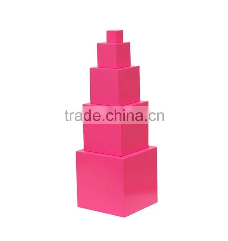 Montessori materiales pink tower 5 step with CE EN71 and ASTM F-963