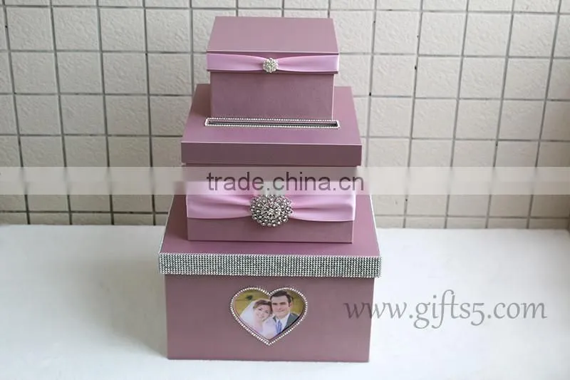 Elegant wedding gift card holder 3 tier white wedding card box wholesale