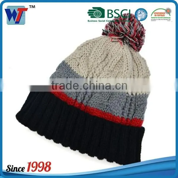 Korean Colorful lovely knitted slouchy beanie cap with pom pom