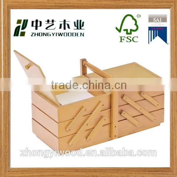 Wholesale high quality cheap new design convenient folding custom wooden sewing organizer box holder rack