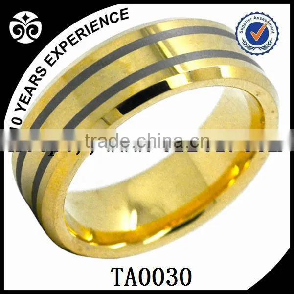 Tungsten ring 8mm men's gold plated rope inlay