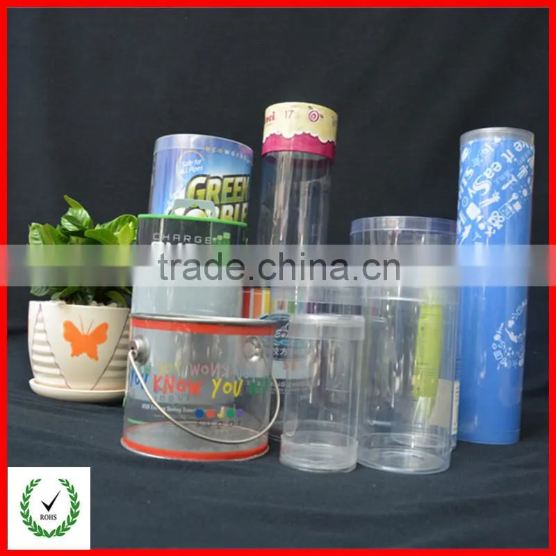 Transparent plastic cylinder tube container for toy gift accessory exhibition