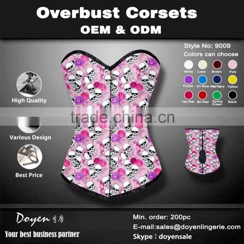 China wholesale Factory price women steampunk corset skull print waist training