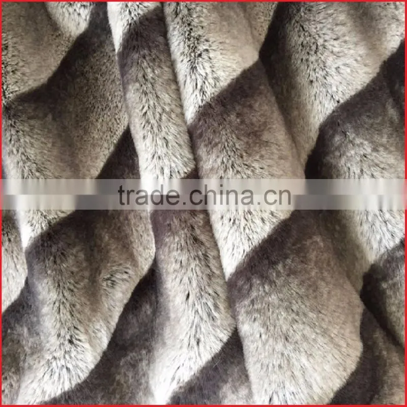 YBW Home Plush Striped Parttern Faux Rabbit Fur Throw Blanket