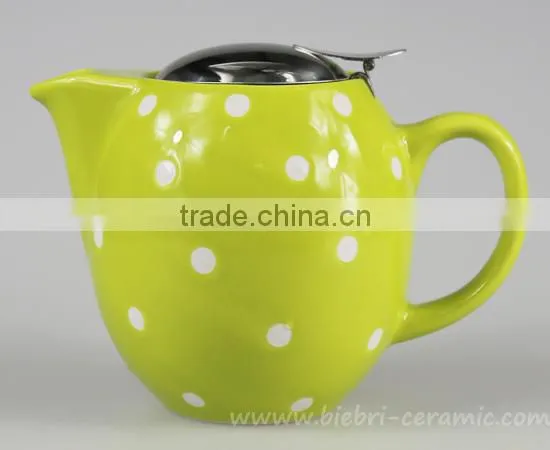Antique Mini Color Glazed Decals Logos Printable Stoneware Teapot With Stainless Steel Lids And Infuser