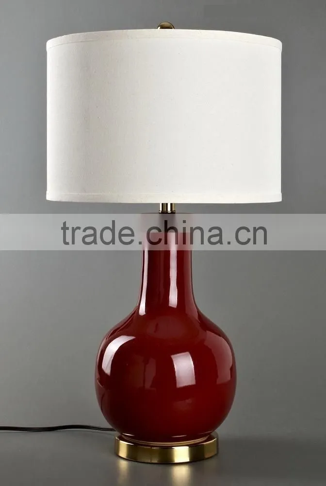 Four Colors Available Metal Base Ceramic Body With Fabric Lampshade Modern Desk Lamp Bedroom Living Room Dining Room Table Lamp
