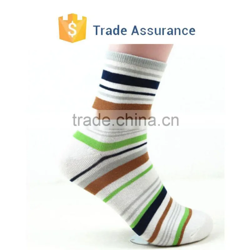 Fashion Mens Cotton Casual Socks, Soft Color Stripe Socks, Ankle Short Socks