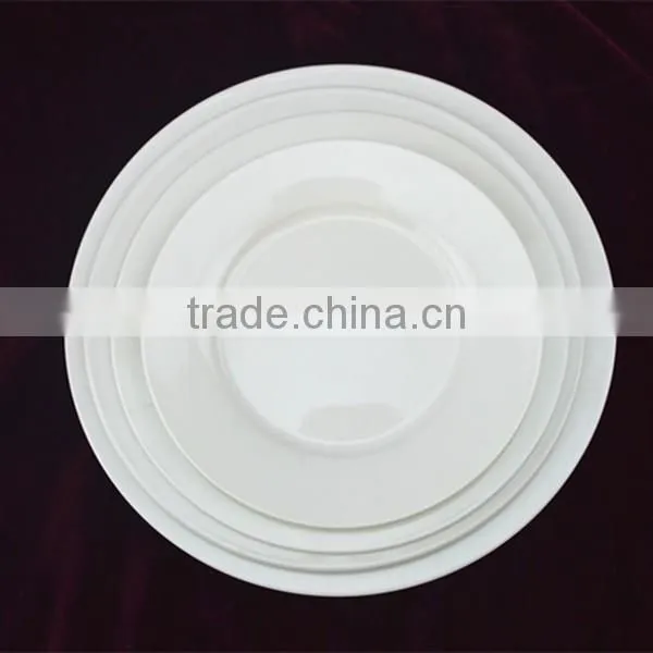 royal porcelain dinner plate ,white wavy dinner plate, flat white porcelain cake plate