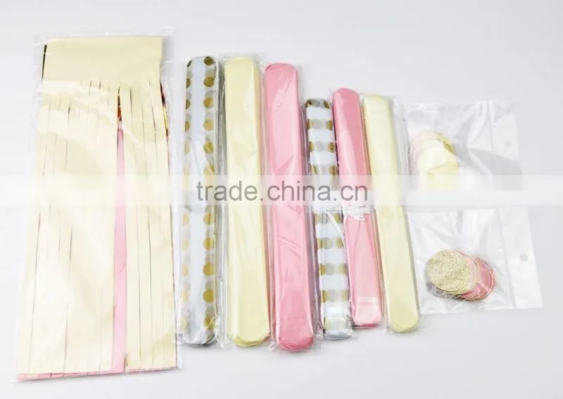 Tissue Pompom Balls Paper Tassels and Garland Tassel Garlands for Baby Shower Decoration Bridal Shower Pink Gold First Birthday
