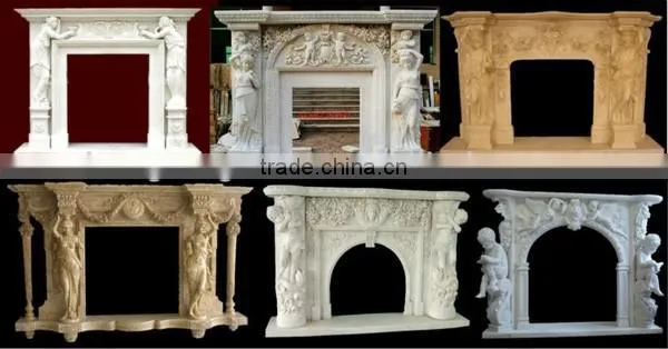 White Marble Fireplace Surround with Angel Statue