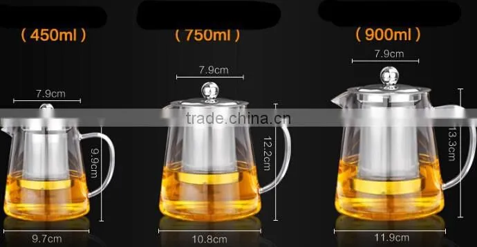 Hand Blown Glass Teapot Stainless Steel Infuser & Glass Lid teapot kettle coffee