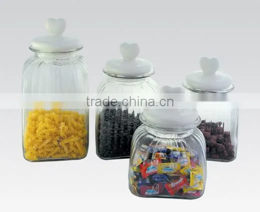 big glass food containers hermetic wholesale /apothecary jars with ceramic lid