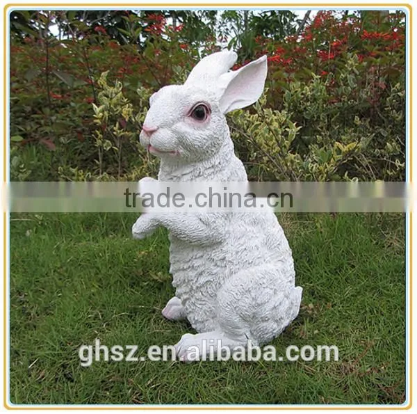 Customized 2016 christmas garden decor life like poly stone white rabbit statue