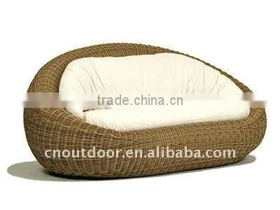 Round and comfortable rattan outdoor sofa