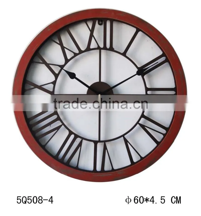 recycled round black metal vintage wall clock factory sell