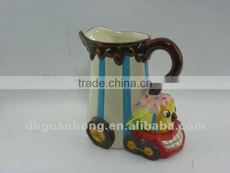 Dolomite handpainted ceramic milk jug in train shape