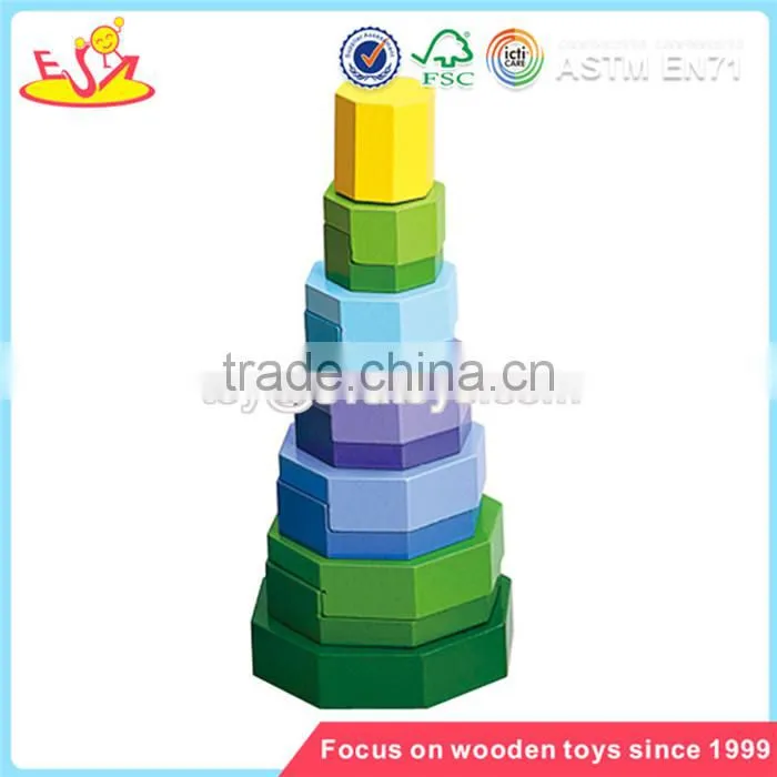 Wholesale wonderful toddler wooden stacking toy bring fun baby wooden stacking toy W13D044