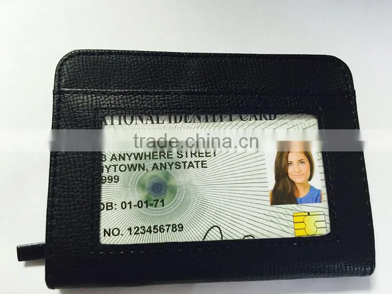 Lock Wallet Slim RFID Blocking PU Leather Zipper Card Holder