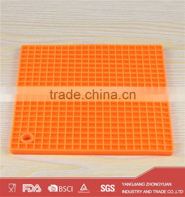 ZY-E3085 High quality flat square cup coaster orange silicone mat