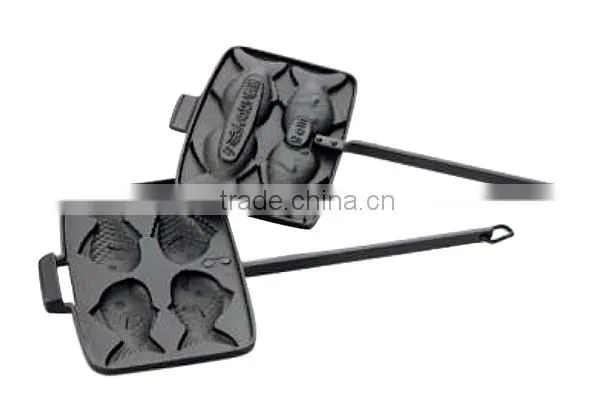 Wooden Handl Taiyaki Maker Japanese Waffle Maker for Gas Stove