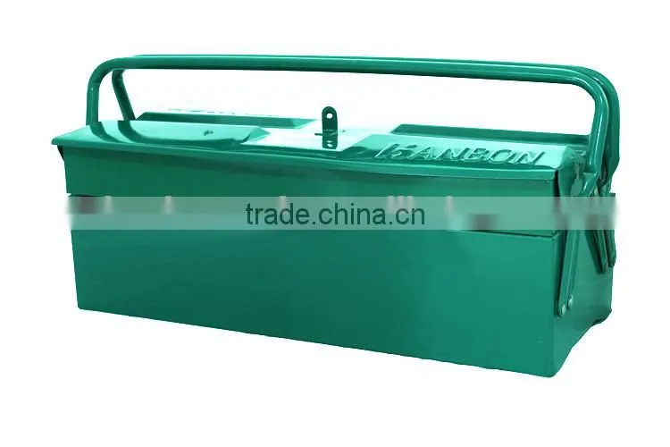 Double layers portable tool box with metal handle